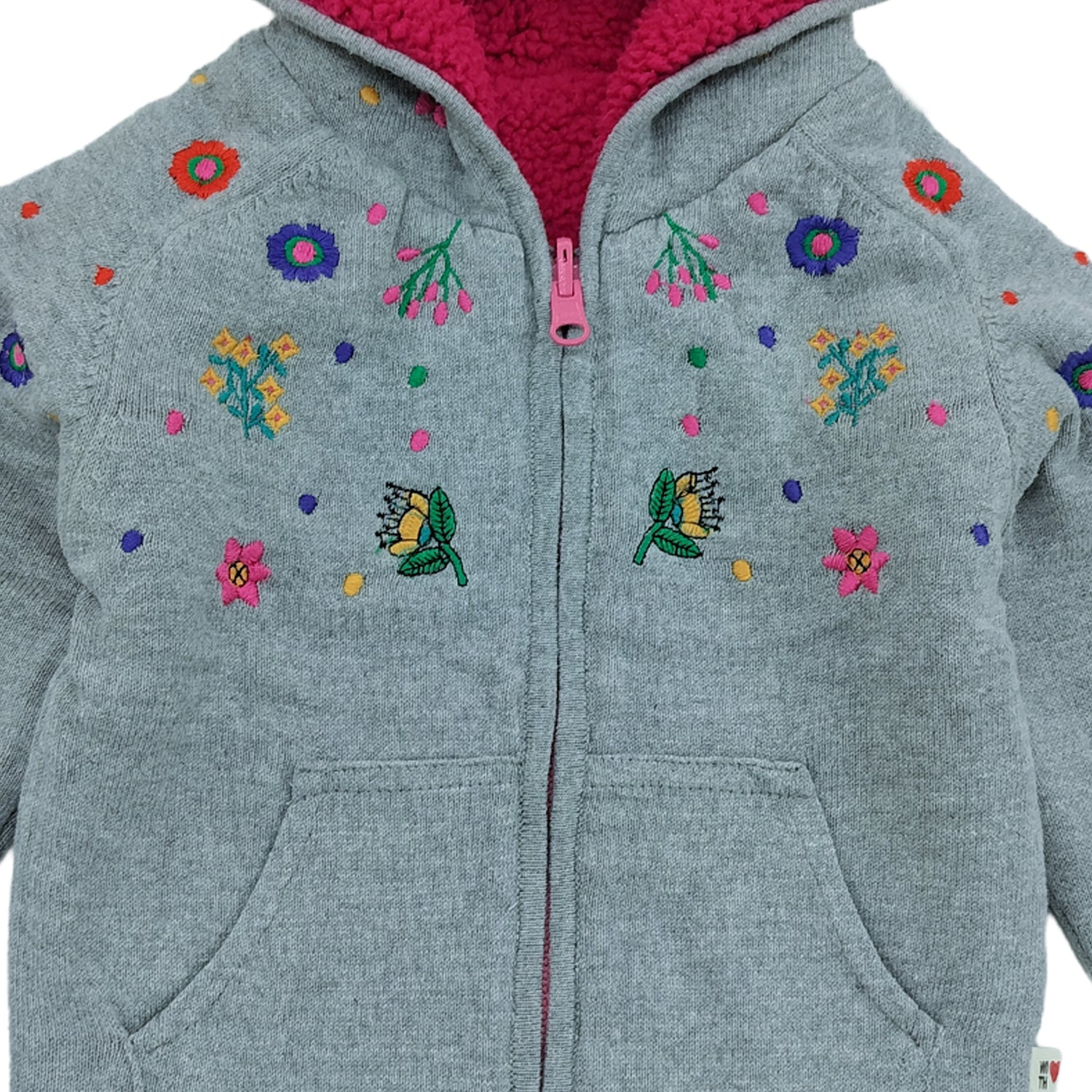 Beautiful Flower Print Hoody With Inner Fleece for Girls