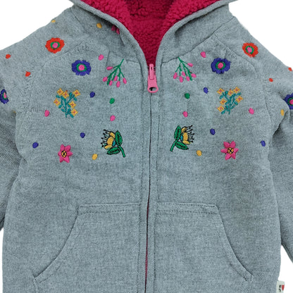 YellowApple -Beautiful Flower Print Hoody With Inner Fleece for Girls