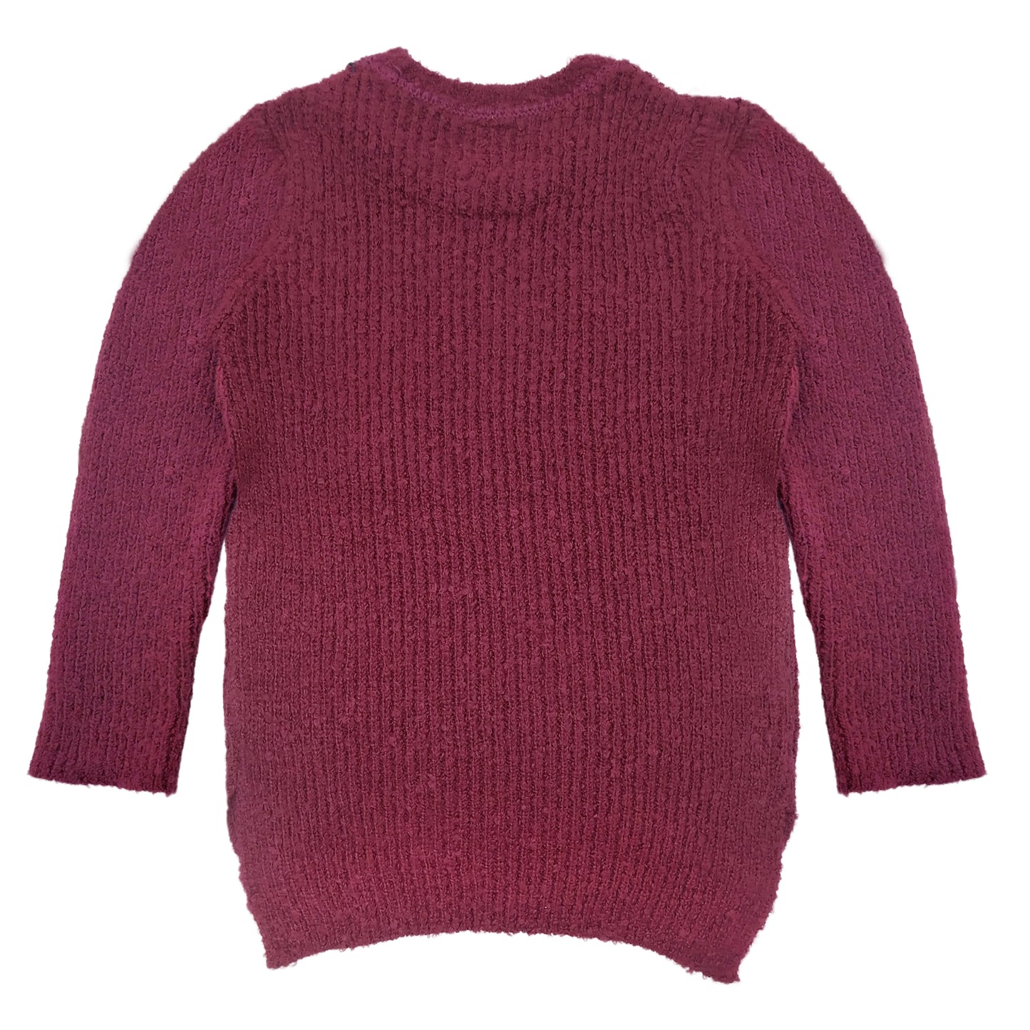 Yellow Apple- Girls Self Design Round Neck Full Sleeves Sweater Maroon Color