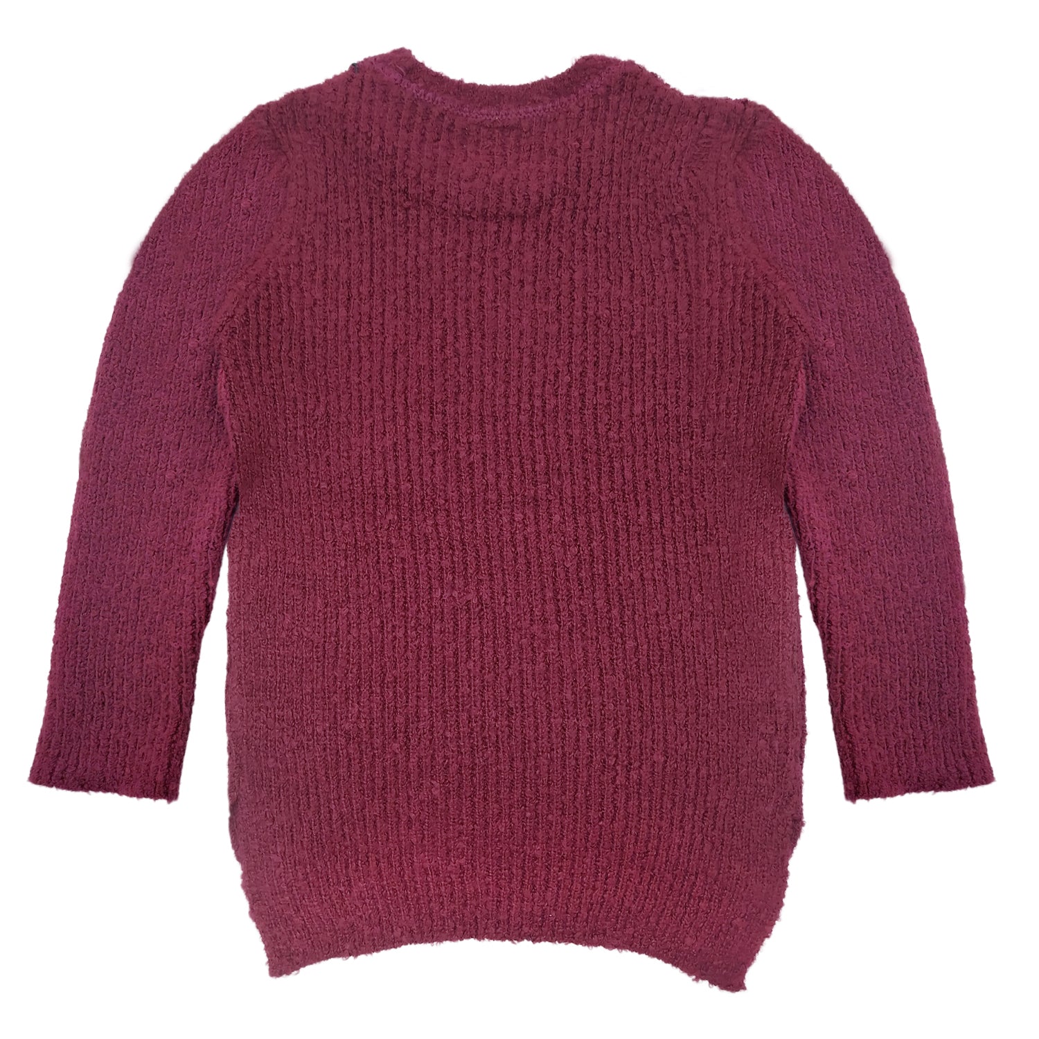 Girls Self Design Round Neck Full Sleeves Sweater Maroon Color