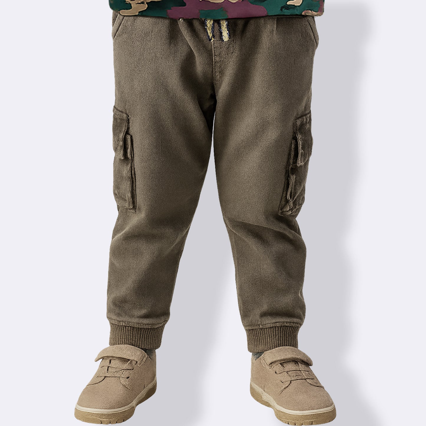 Yellow Apple-Kids' Cargo Jogger Pants with Drawstring Waist and Side Pockets