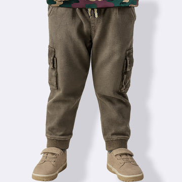 Kids' Cargo Jogger Pants with Drawstring Waist and Side Pockets