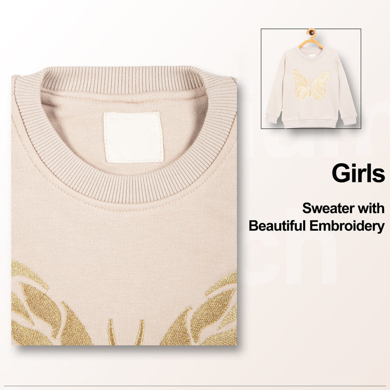 Baby Girls Printed Round Neck  Sweater