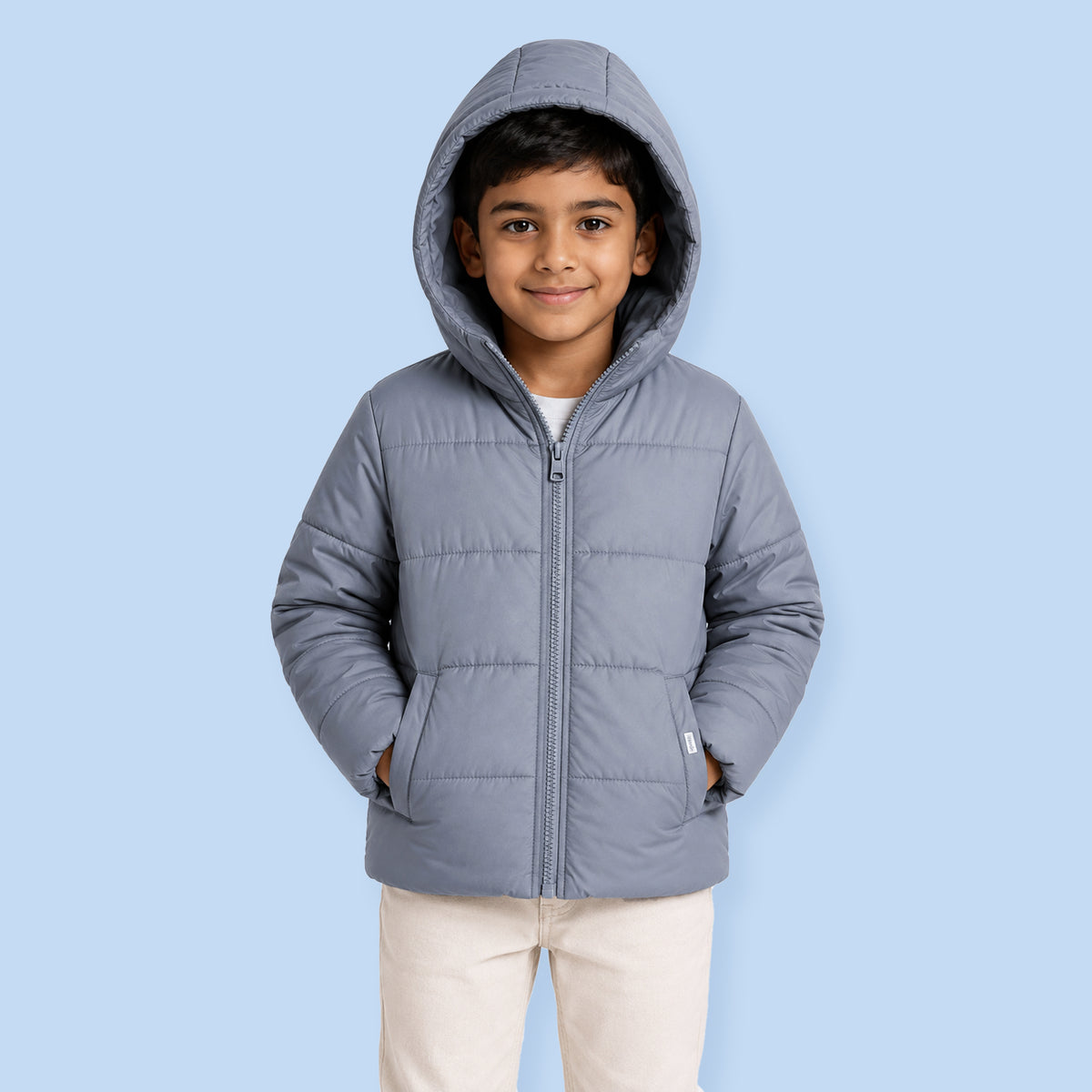 Kids Hooded Puffer Jacket | Warm Quilted Winter Jacket with Zip Closure for Boys & Girls