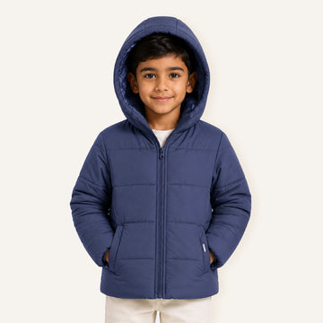 Kids Hooded Puffer Jacket | Warm Quilted Winter Jacket with Zip Closure for Boys & Girls
