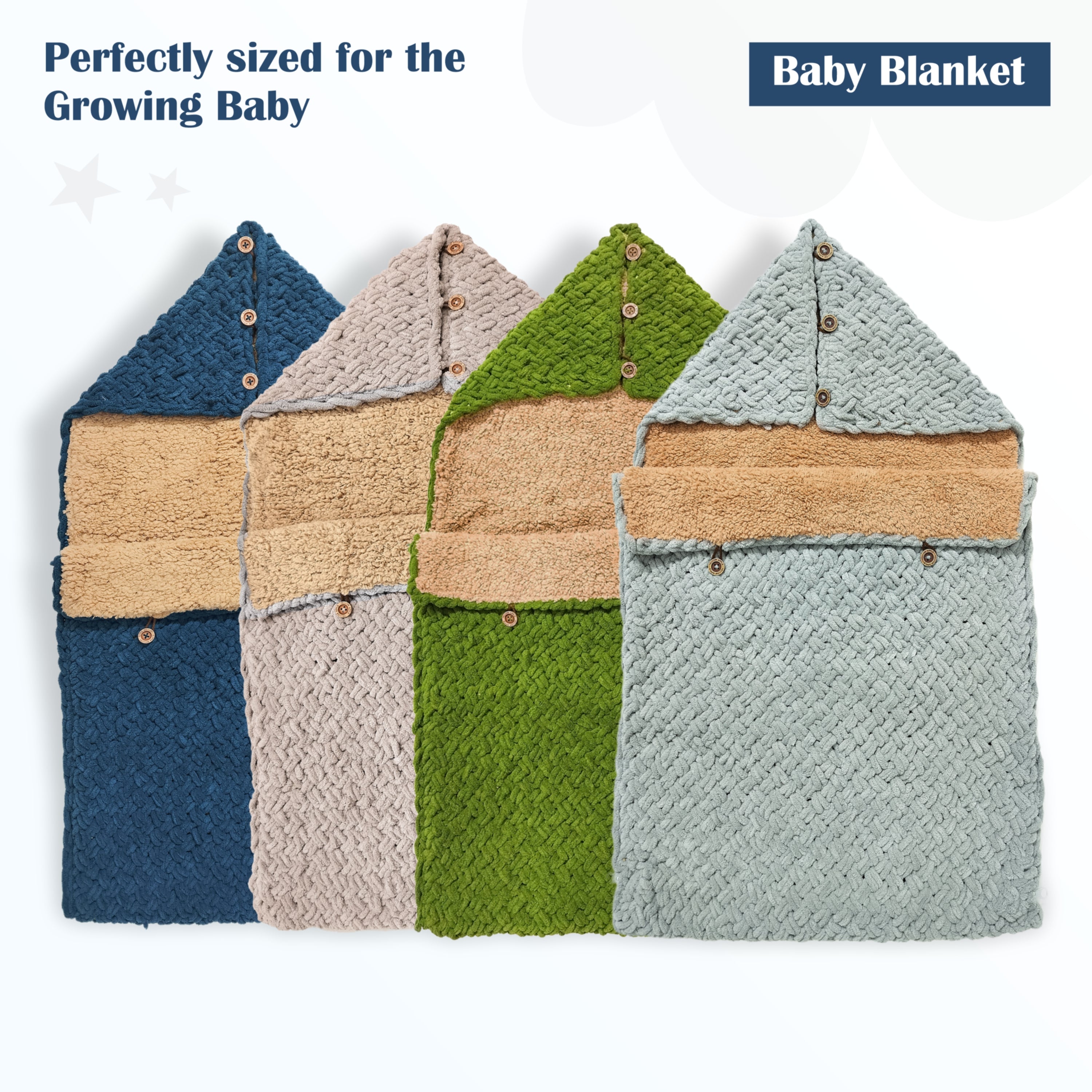 Knitted Baby Blanket – Soft & Reversible Wrap for Newborns | Premium Comfort & Warmth
