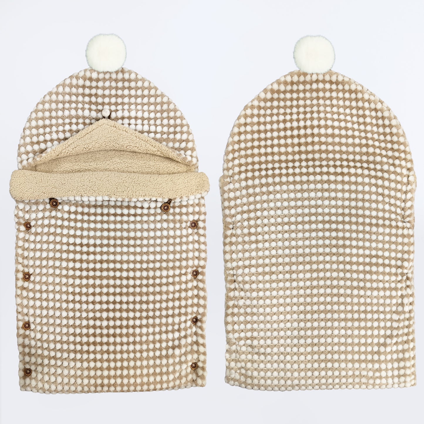 Yellow Apple Winter Baby Sleeping Bag | Soft Hooded Baby Wrap with Button Closure