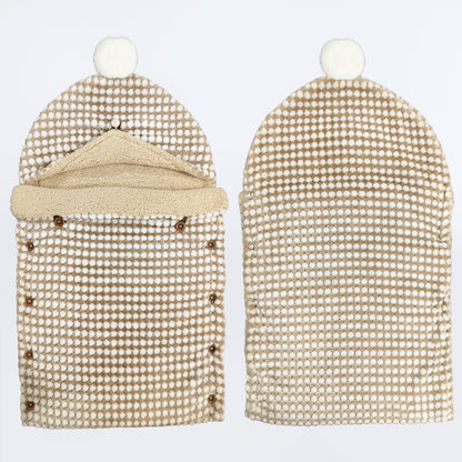 Yellow Apple Winter Baby Sleeping Bag | Soft Hooded Baby Wrap with Button Closure