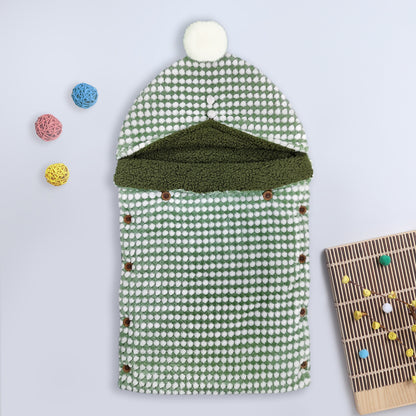 Yellow Apple Winter Baby Sleeping Bag | Soft Hooded Baby Wrap with Button Closure