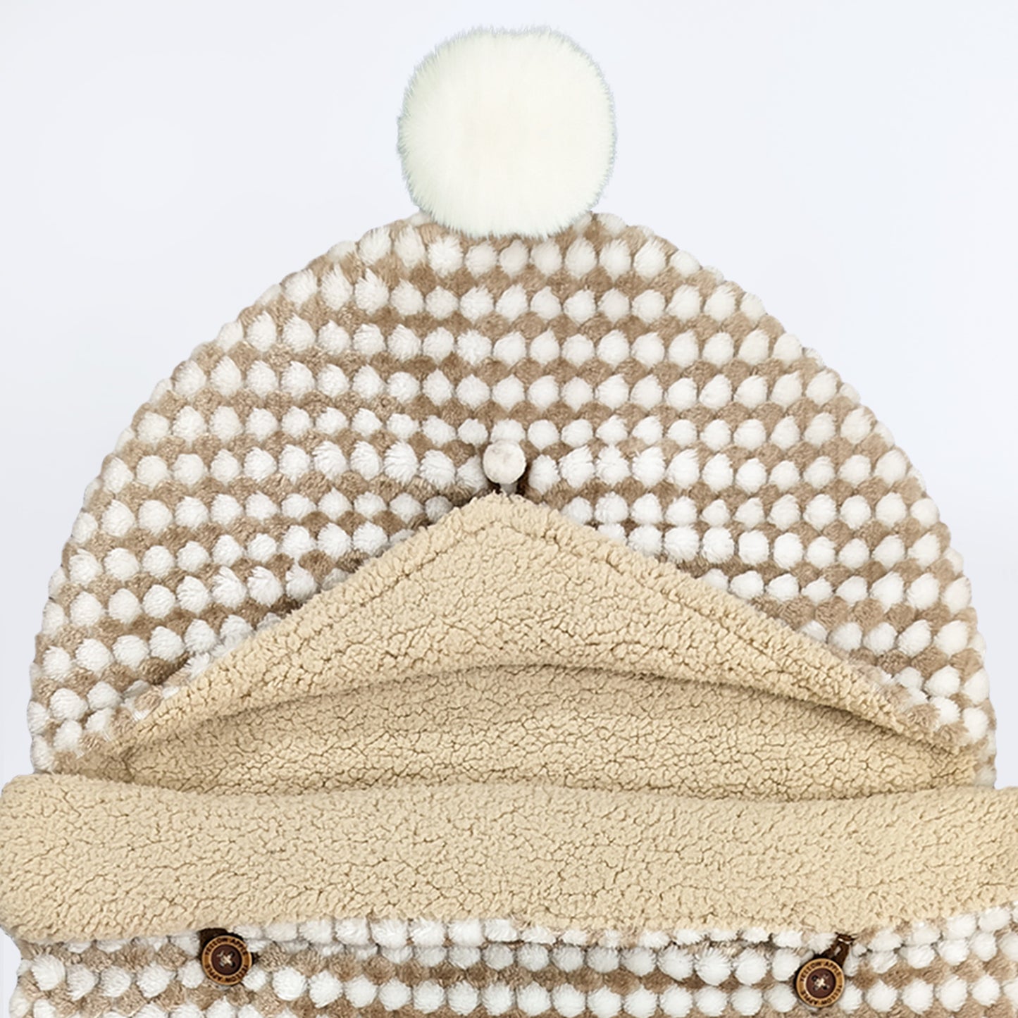 Yellow Apple Winter Baby Sleeping Bag | Soft Hooded Baby Wrap with Button Closure