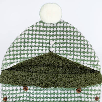 Yellow Apple Winter Baby Sleeping Bag | Soft Hooded Baby Wrap with Button Closure