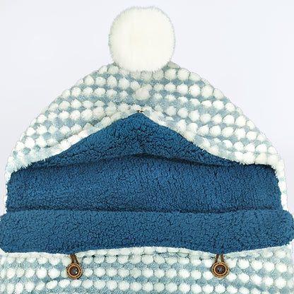 Yellow Apple Winter Baby Sleeping Bag | Soft Hooded Baby Wrap with Button Closure