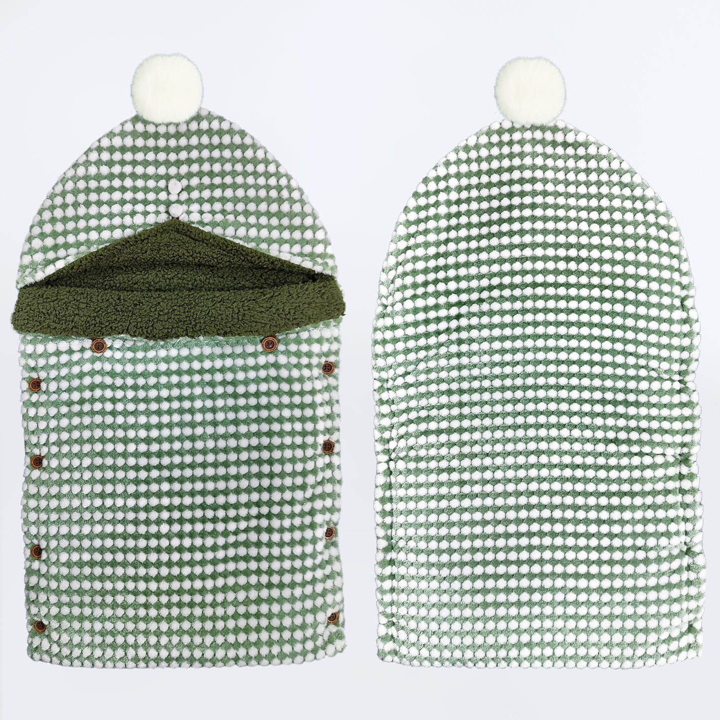 Yellow Apple Winter Baby Sleeping Bag | Soft Hooded Baby Wrap with Button Closure