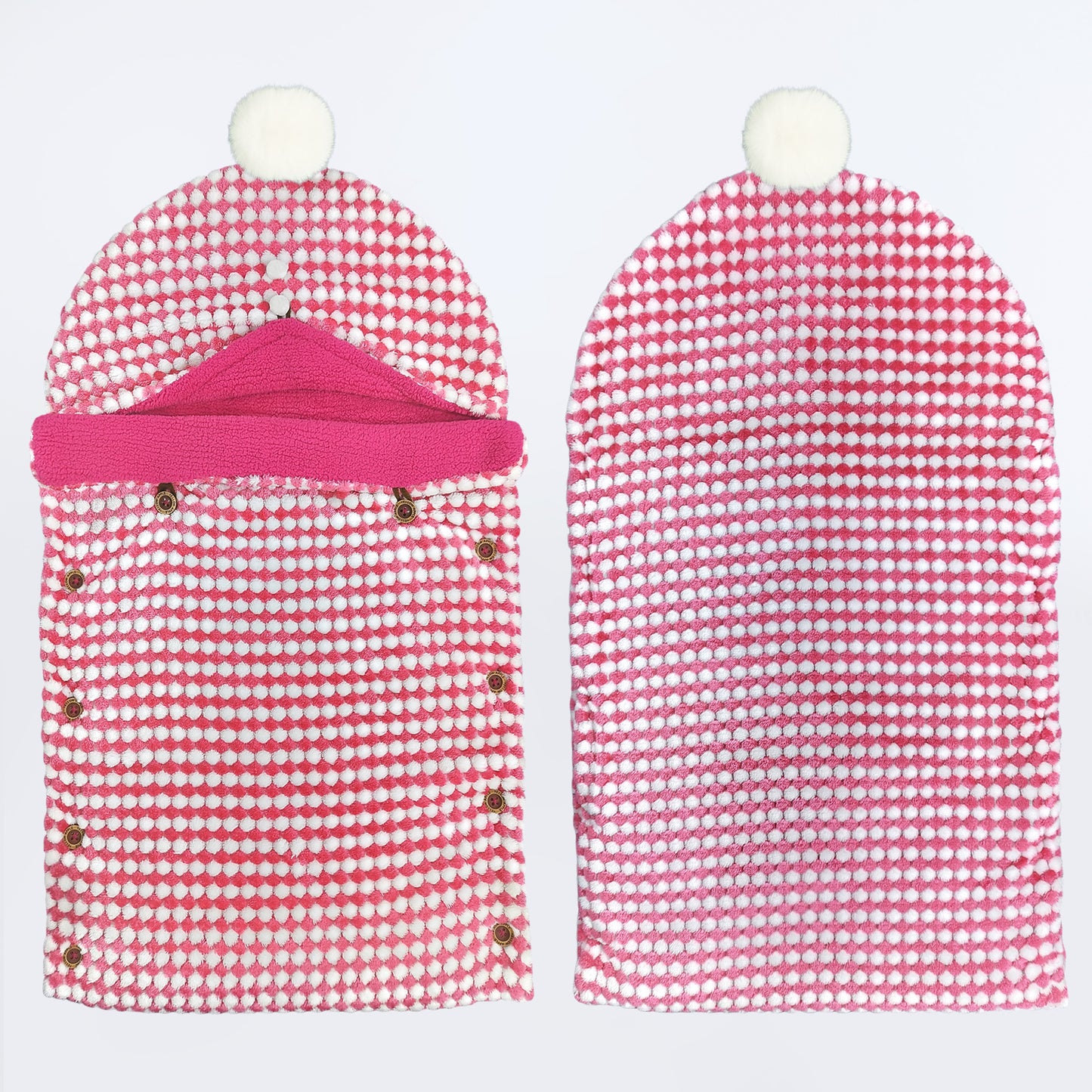 Yellow Apple Winter Baby Sleeping Bag | Soft Hooded Baby Wrap with Button Closure