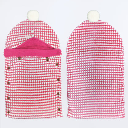 Yellow Apple Winter Baby Sleeping Bag | Soft Hooded Baby Wrap with Button Closure