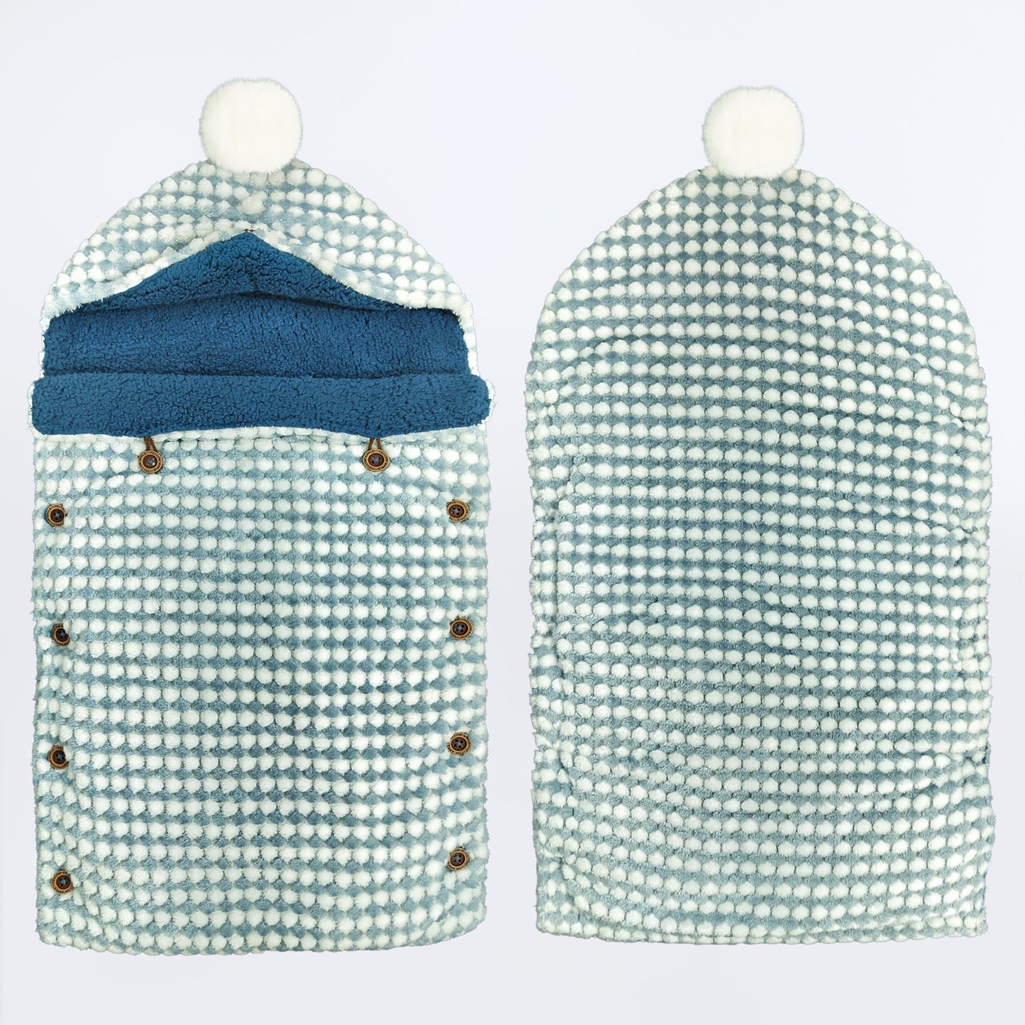 Yellow Apple Winter Baby Sleeping Bag | Soft Hooded Baby Wrap with Button Closure