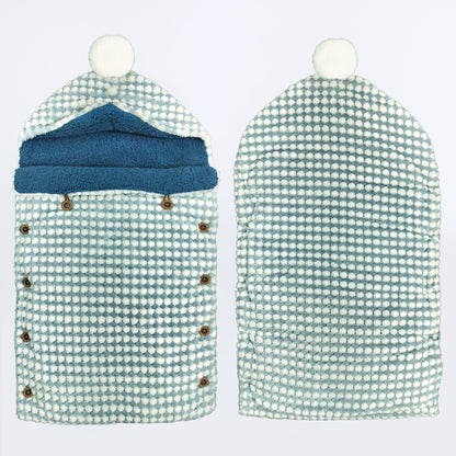 Yellow Apple Winter Baby Sleeping Bag | Soft Hooded Baby Wrap with Button Closure