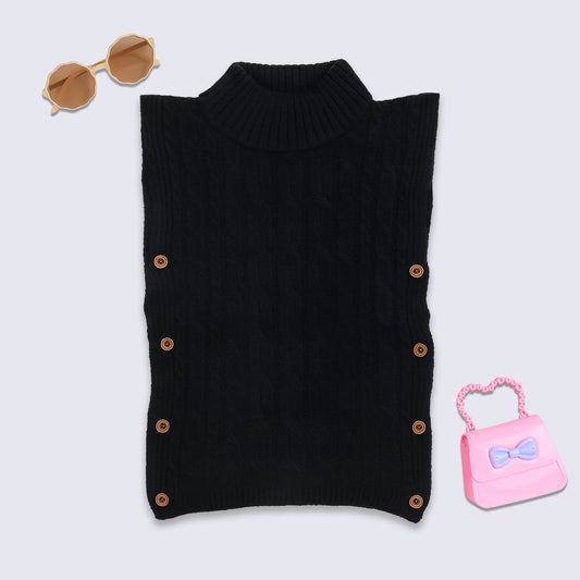 Beautiful Girls Winter Wear Round Neck Woolen Poncho