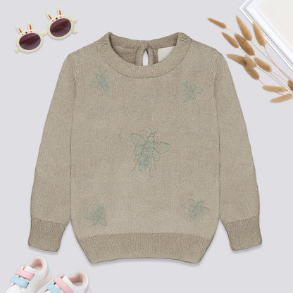Baby Girls Self Design Round Neck Full Sleeve Sweater