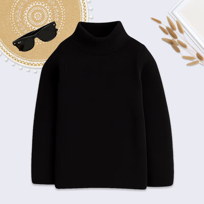 Yellow Apple Baby Girls Solid High Neck Sweater