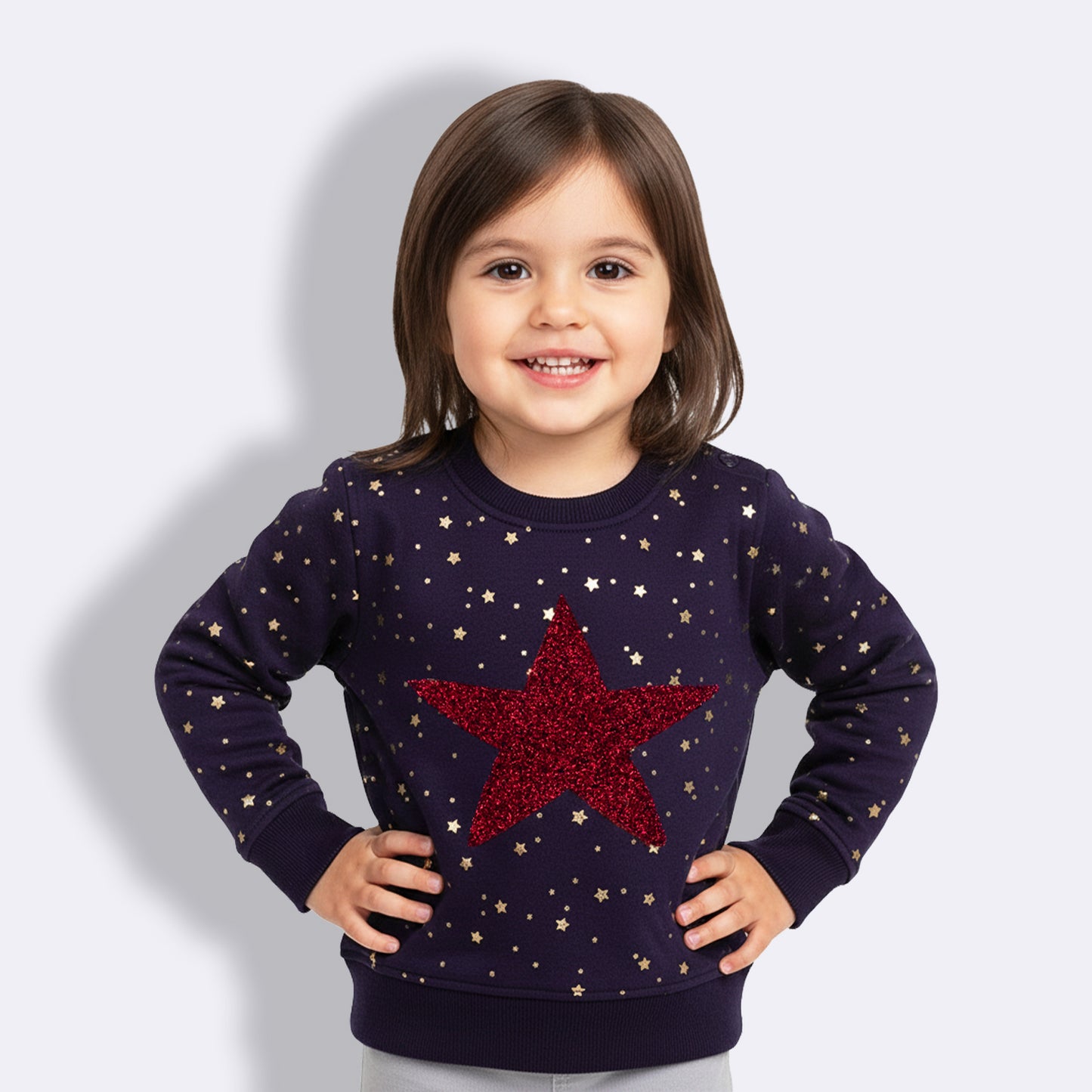 Kids Dot & Star Print Warm Sweater For Girls