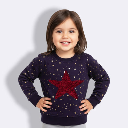 Kids Dot & Star Print Warm Sweater For Girls