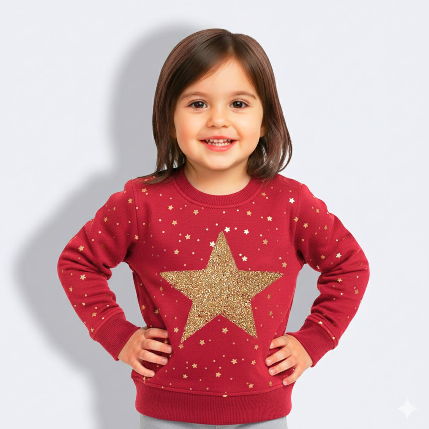 Kids Dot & Star Print Warm Sweater For Girls