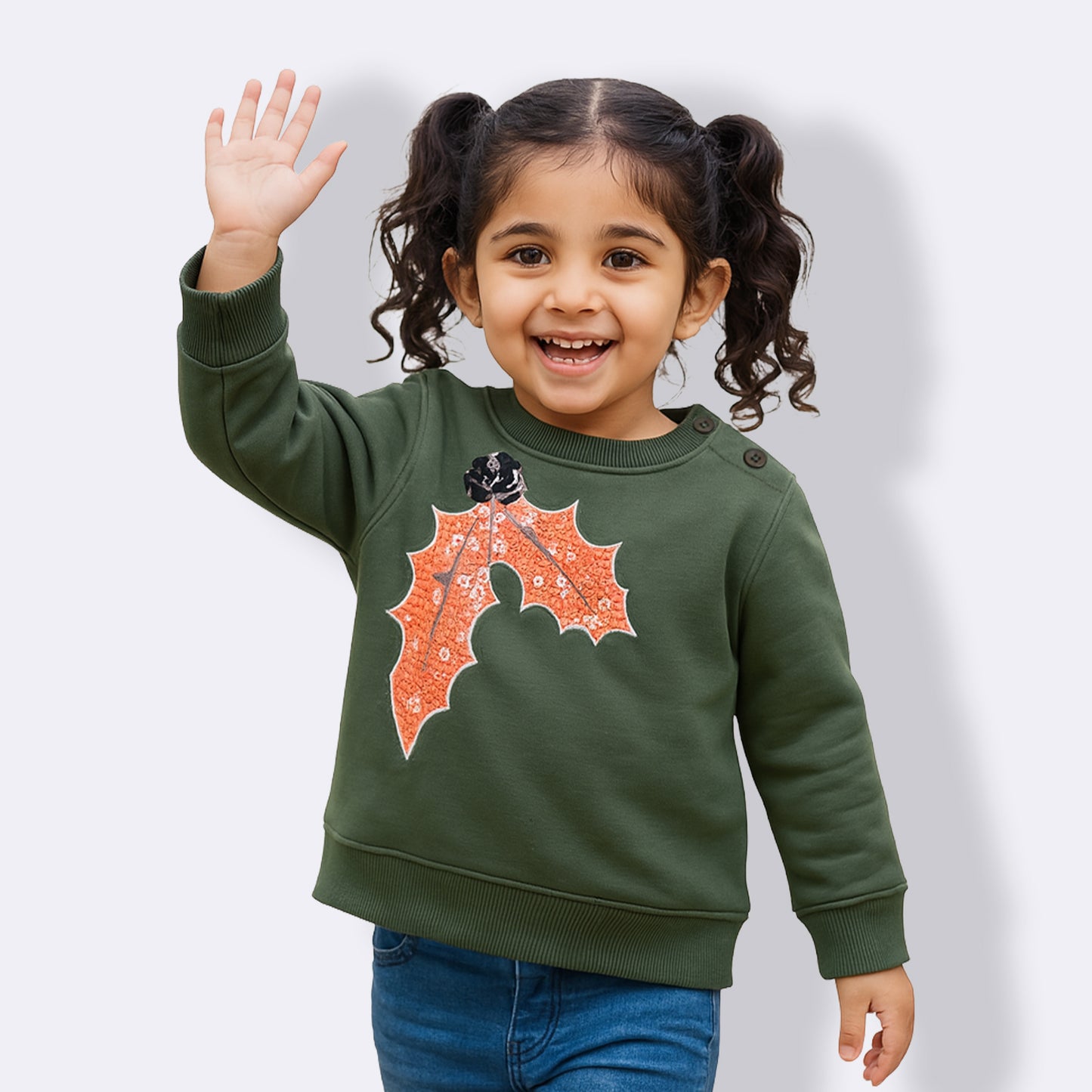 Beautiful Embellished Design Warm Sweater For Girls