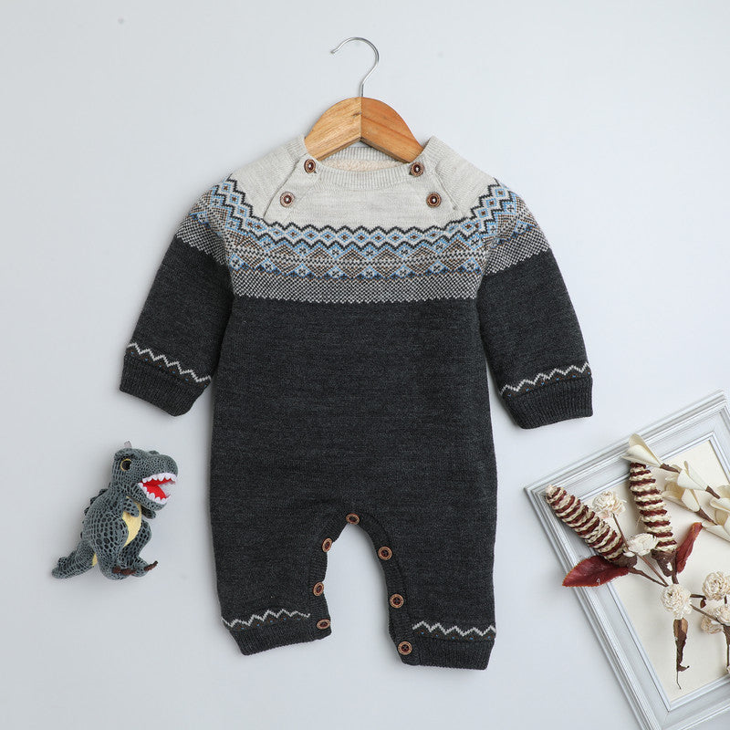 Yellow Apple- Baby Knitted Winter Romper Set | Soft & Cozy Infant Bodysuit with Matching Cap