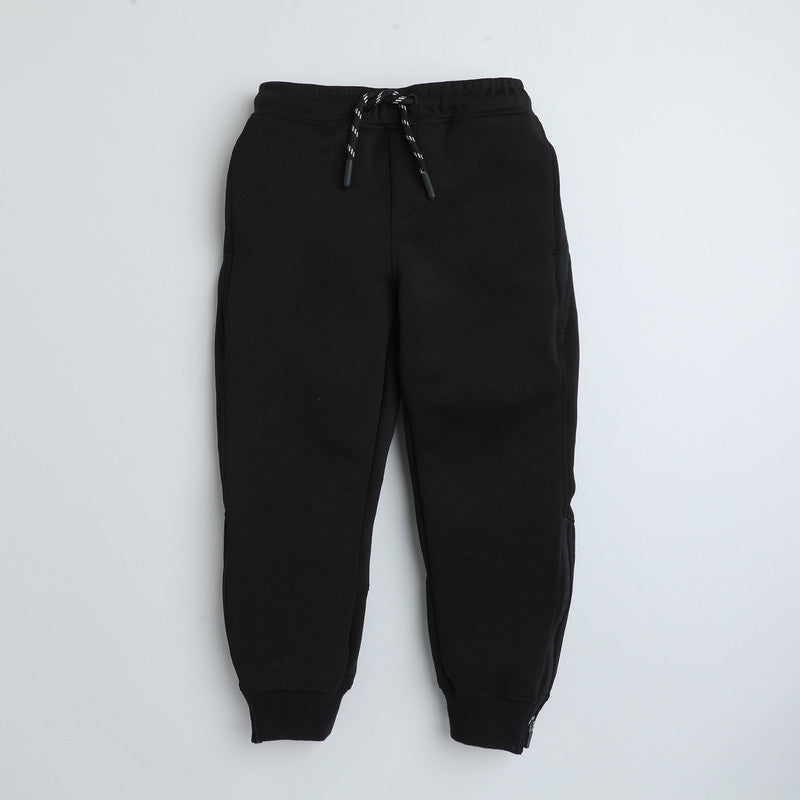 Kids Black 2-in-1 Convertible Hooded Tracksuit Set | Detachable Zip-Off Sleeves