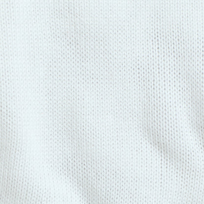 Girls Solid Round Neck White Sweater