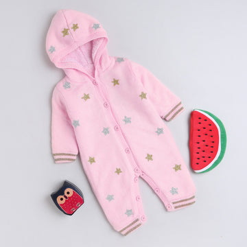 Cute Baby Hooded Knit Romper | Soft Winter Jumpsuit for Infants