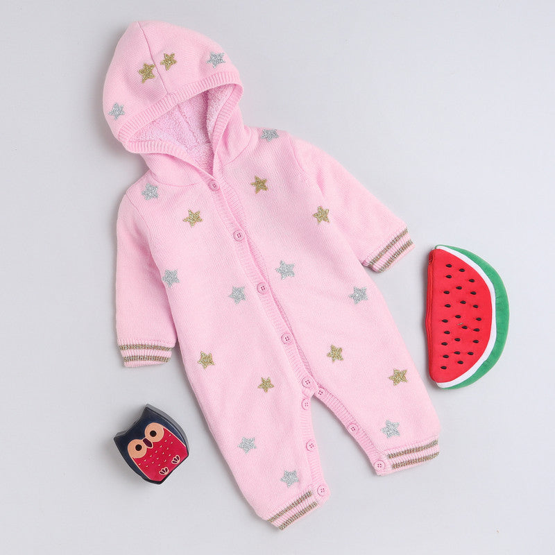 Cute Baby Hooded Knit Romper | Soft Winter Jumpsuit for Infants