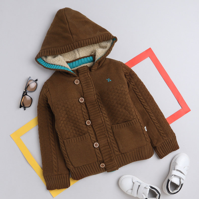 Kids Woolen Warm Hoody with Inner Fleece for Boys