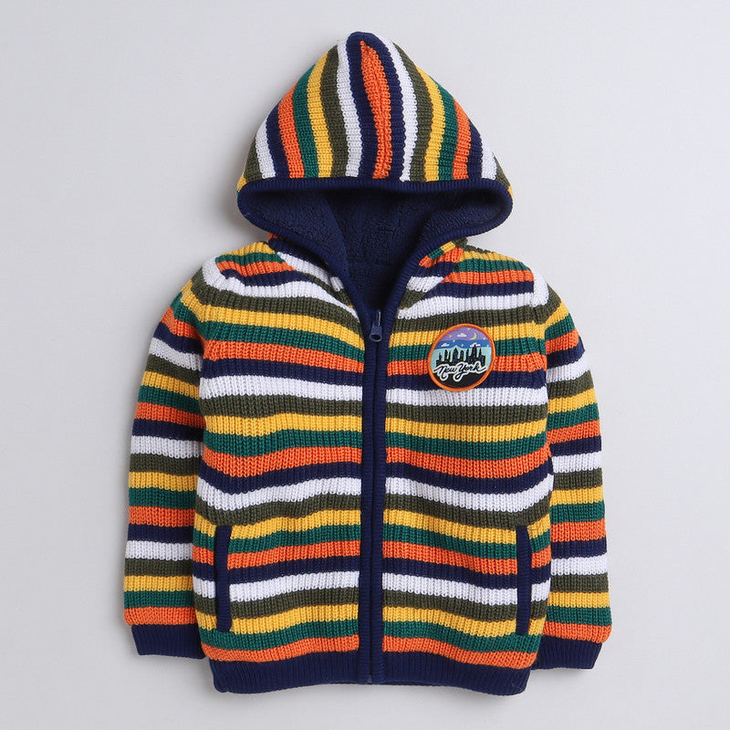 Kids Woolen Warm Sweater Full Sleeve with Inner Fleece for Girls