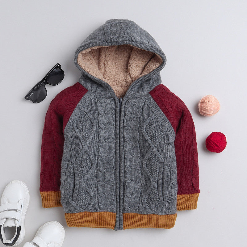 Kids Woolen Warm Hoody with Inner Fleece for Boys