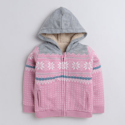 Kids Woolen Warm Hoody with Inner Fleece for Girls