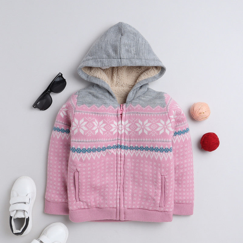 Kids Woolen Warm Hoody with Inner Fleece for Girls