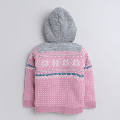 Kids Woolen Warm Hoody with Inner Fleece for Girls