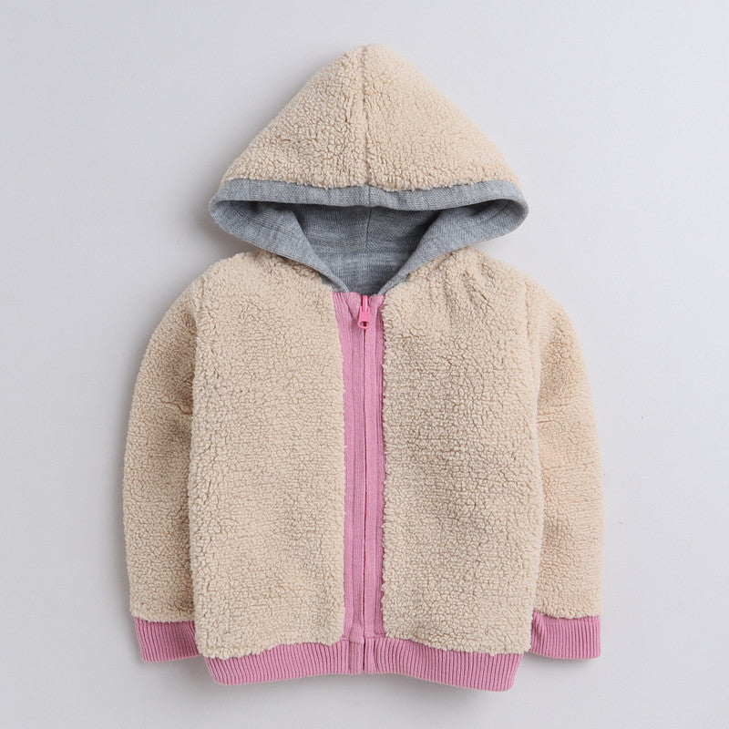 Kids Woolen Warm Hoody with Inner Fleece for Girls