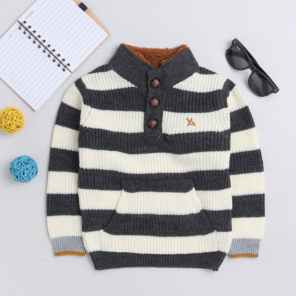 Yellow Apple Kids Woolen Warm Sweater Full Sleeve with Round Neck for Boys 