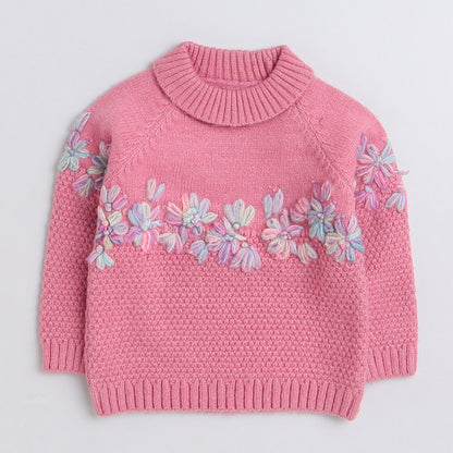 Beautiful Embroidered Woolen Warm Sweater Full Sleeve for Girls