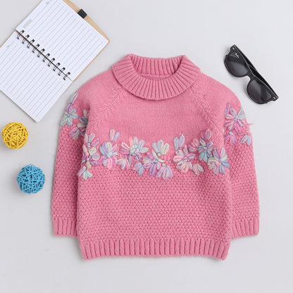 Beautiful Embroidered Woolen Warm Sweater Full Sleeve for Girls