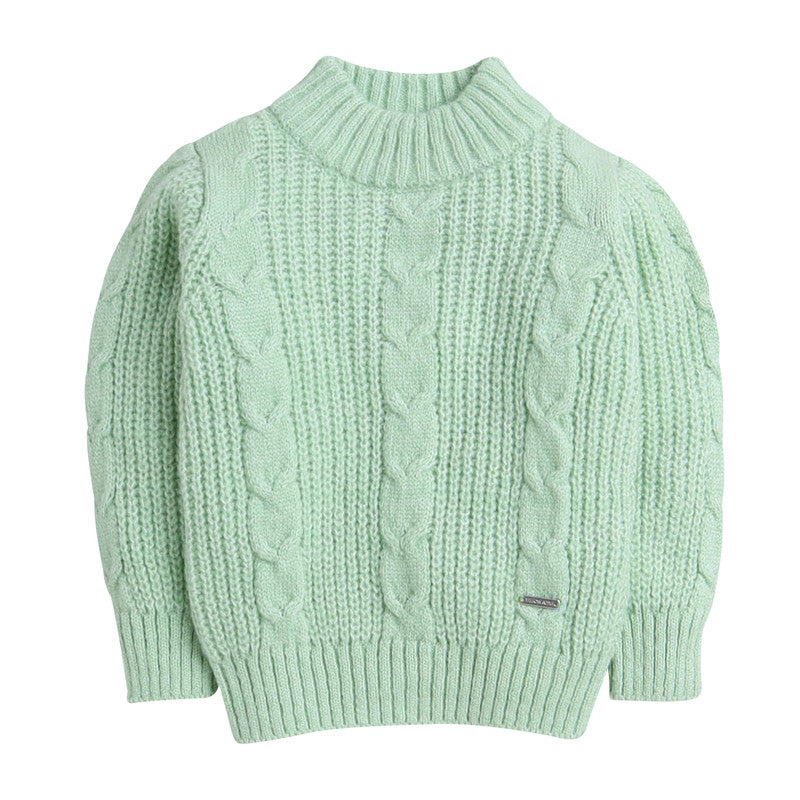 Girls Cable Knit Sweater | Soft Warm High Neck Full Sleeve Winter Pullover | Cozy Kids Winter Knitwear