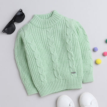 Girls Cable Knit Sweater | Soft Warm High Neck Full Sleeve Winter Pullover | Cozy Kids Winter Knitwear