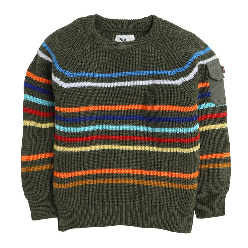 Kids Woolen Warm Sweater Full Sleeve with Round Neck for Boys