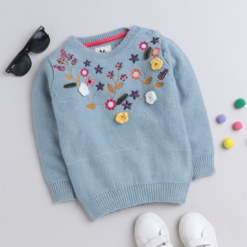 Beautiful Embroidered Woolen Warm Sweater Full Sleeve for Girls