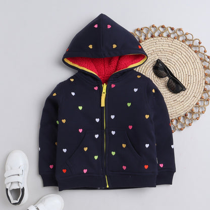 Kids Woolen Warm Hoody with Inner Fleece for Girls