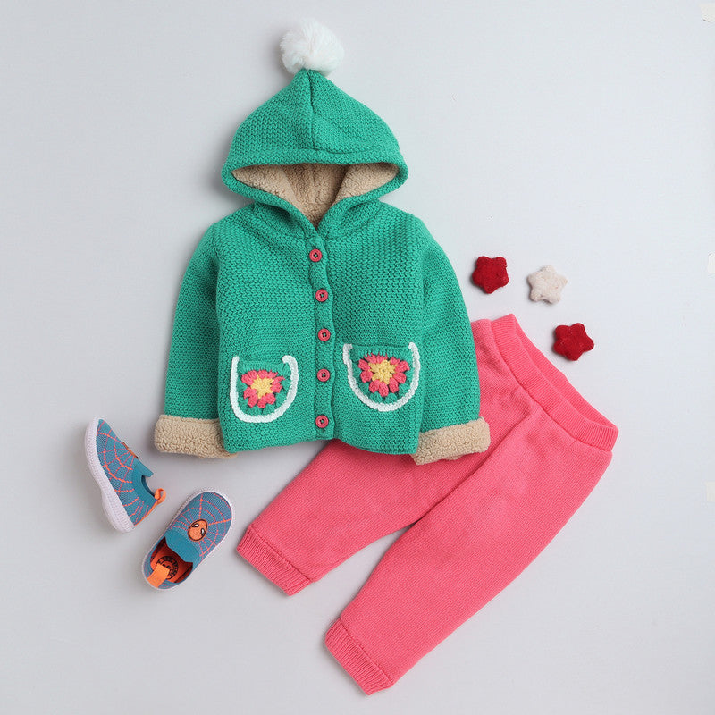 Babies Set Flower Knitting Pattern For Babies