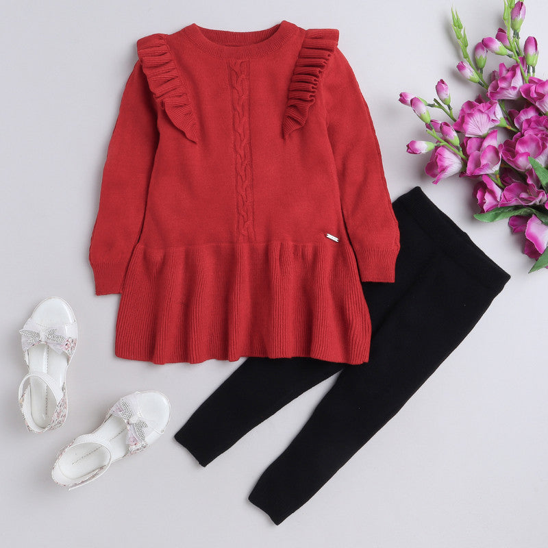 Full Sleeves Girls Casual Clothing Set Winter Warm High Neck T-Shirt & Pant/Sleepwear/PJ Set/Pyjama Set/Nightsuit